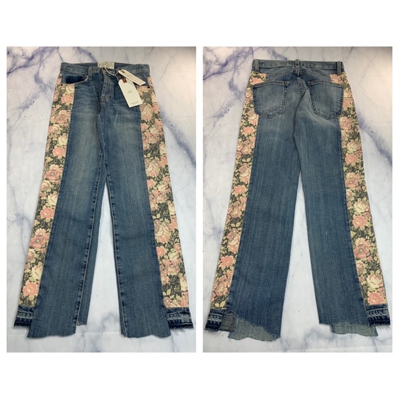 Current/Elliott Uneven Seamed Original Floral Jean - Picture 3 of 8